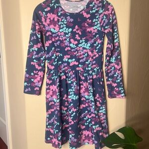 Floral Kids Dress in Navy and Pink